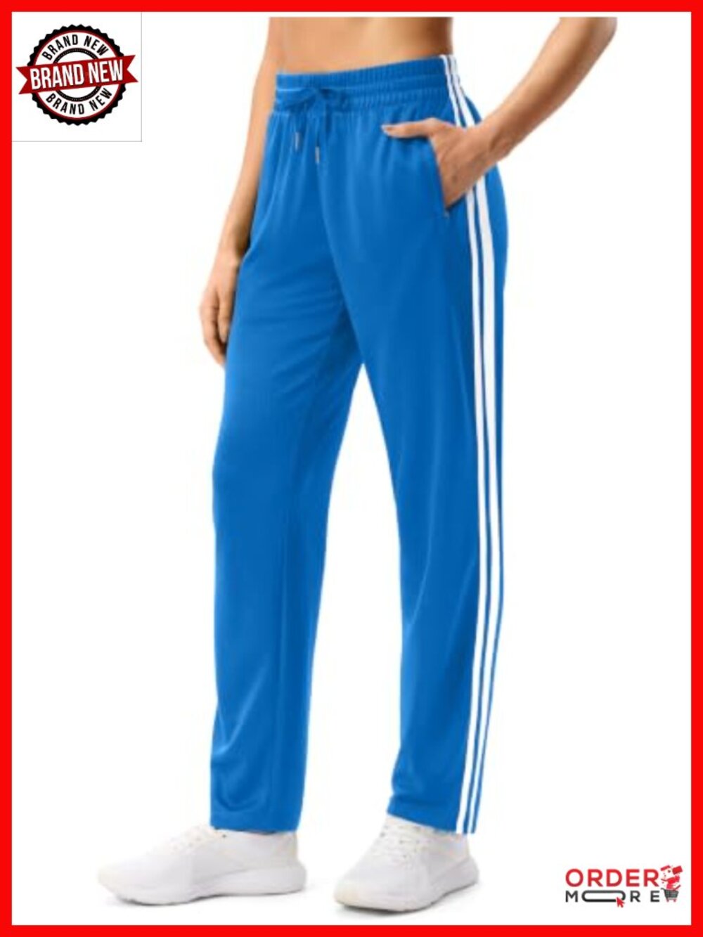 Women's Track Pants 2 Zipper Pockets Athletic Pants 28/30/32 Inseam Side Stripe